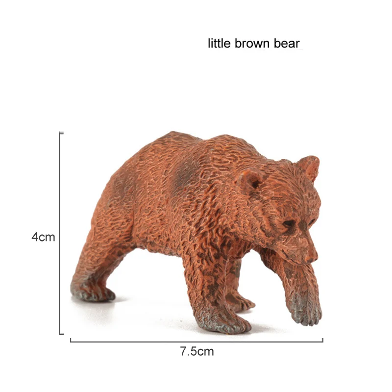 little brown bear Детские игрушки, пластиковая фигурка животного из зоопарка, олень, леопард, бегемот, медведь, модель животного, мини-фигурка, набор, аксессуары для домашнего декора - Цвет: little brown bear