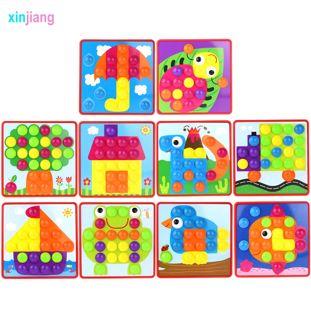 

Kids Puzzle 3D Puzzle Toy Mosaic Composite Picture Buttons Game Assembling Mosaic Mushroom Nail Kit Jigsaw Puzzle Toy