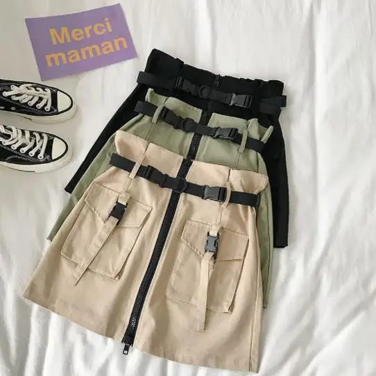 Женская юбка 2019 новая оснастка молния слово сумка хип шаг с поясом летняя женская