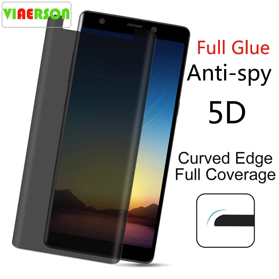 VIAERSON полный клей 5D анти шпионское Закаленное стекло протектор для Samsung Galaxy S8 S8Plus S9