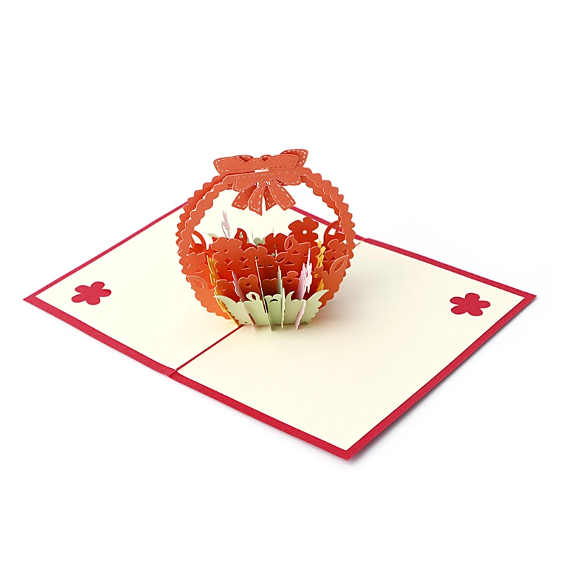 Новинка 2017 года открытки ручной работы 3D Карт Цветочная корзина Почтовые для