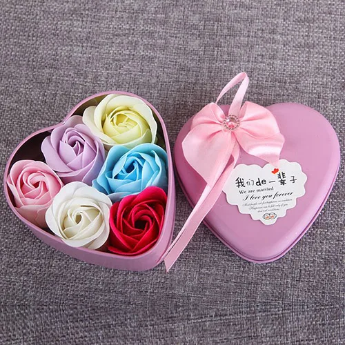 mix color 6flower Букет невесты Мода Высокое качество PU искусственный цветок 3/4/6 шт. розы медведь цветок мыла подарочной коробке на День святого Валентина, подарок на День Матери Свадебные год подарок для жены - Цвет: mix color 6flower