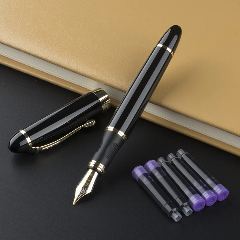 

Jinhao 450 перьевая ручка полностью металлическая с золотым зажимом роскошные ручки Jinhao X450 0,5 мм перо среднего размера для бизнеса офиса школы + слот чернил