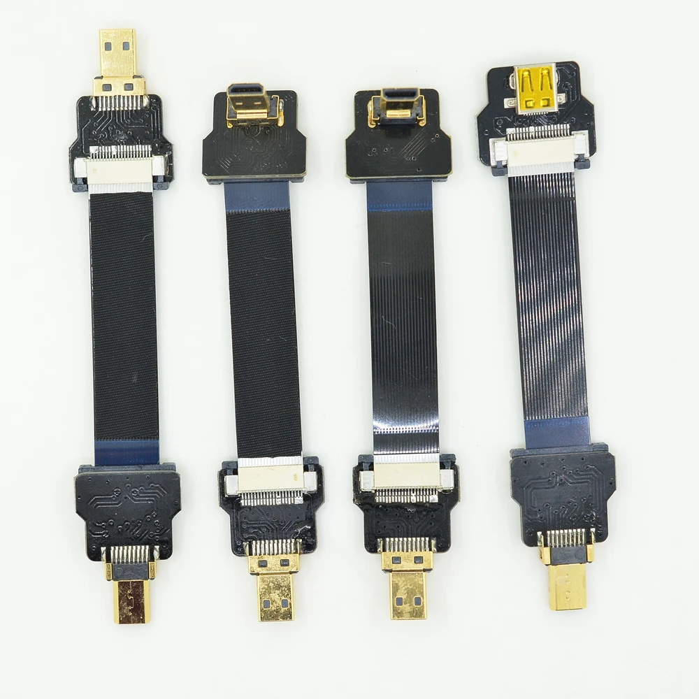 FPV вверх вниз Угловой Micro HDMI D Тип Мужской Женский к Кабель Гибкий плоский кабель