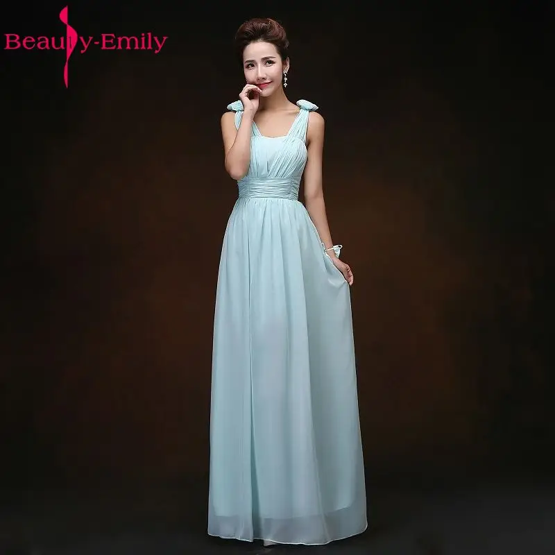 Beauty Emily элегантное голубое небо шифоновое платье для подружки невесты 2019 длинное