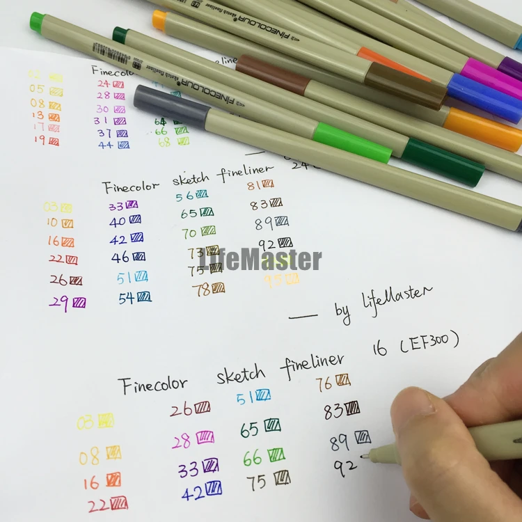 LifeMaster Finecolour Эскиз ручка-лайнер для рисования Сверхтонкий 0 3 мм 16 цветов набор