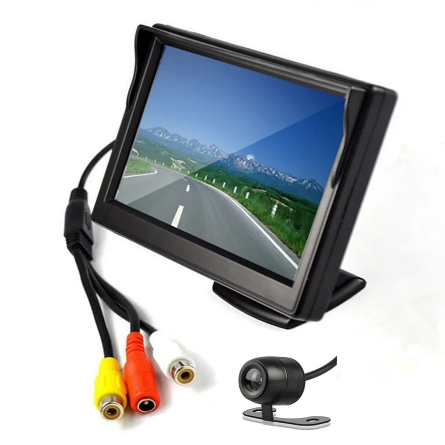 Black with camera06 " TFT ЖК-экран Автомобильный Монитор HD800* 480 Автомобильный парковочный монитор заднего хода с 2 видео входом, камера заднего вида опционально - Цвет: Black with camera06