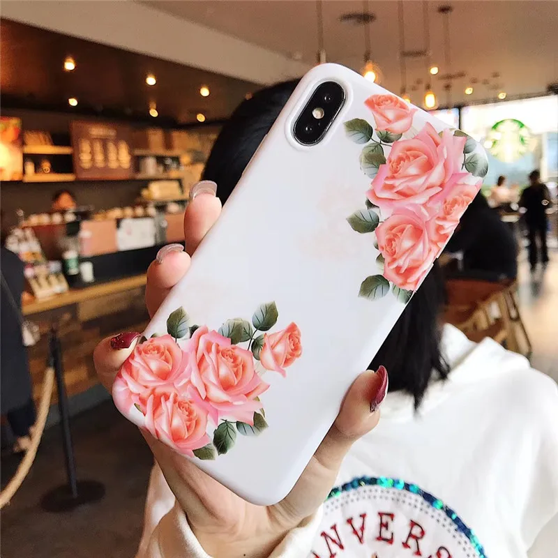 Retro Flowers Phone Case For iphone XS Max X XR 6 S 7 8 Plus Back Cover Fashion IMD Cases Capa |