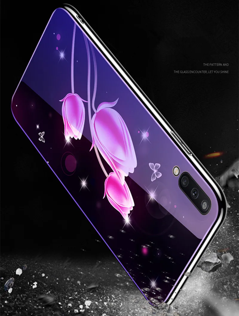 Красивый силиконовый чехол-рамка для samsung Galaxy A10 20 30 50 A70, новинка, закаленное стекло 7H