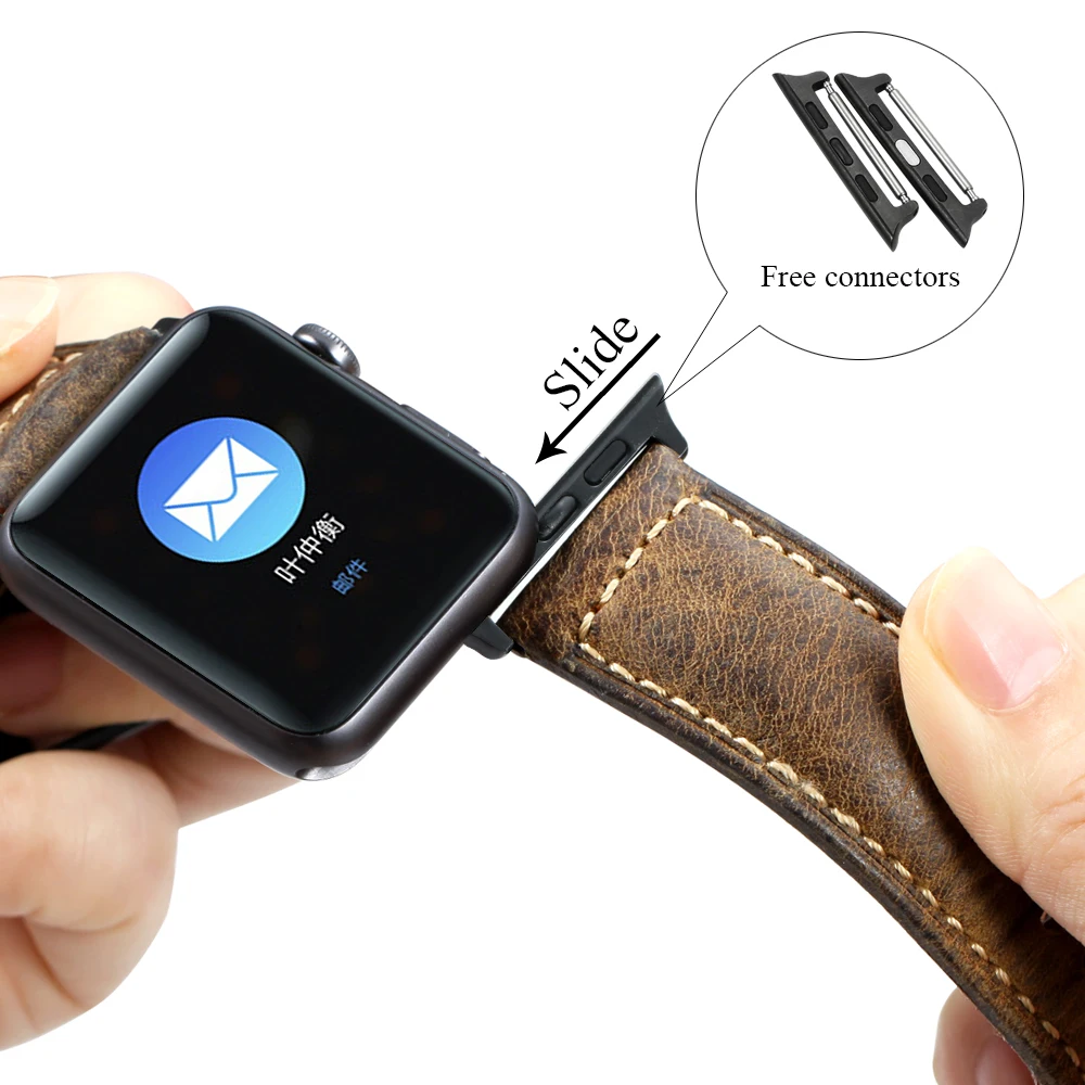 CHIMAERA, ремешок для часов, винтажный, кожаный, спортивный, для Iwatch, серия 4, 3, 2, 1, браслет для мужчин, 42 мм, 38 мм, 44 мм, 40 мм