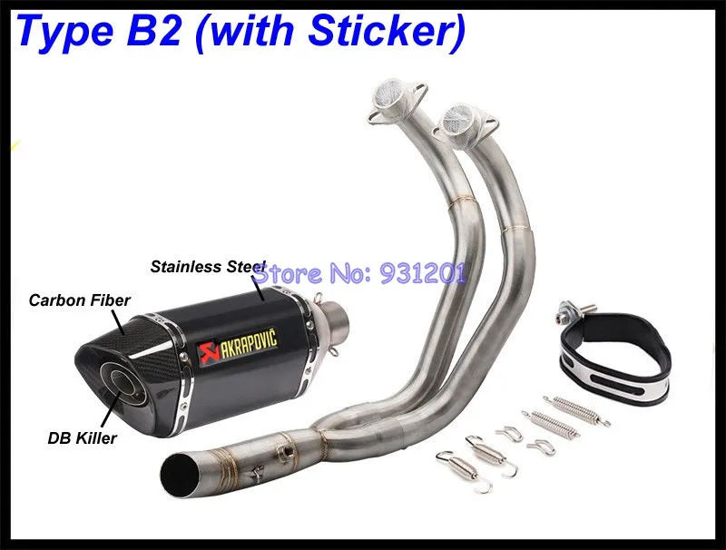 Выхлопная система мотоцикла для Yamaha MT07 mt-07 FZ07 FZ-07 Tracer(-) XSR700(-) Akrapovic глушитель - Цвет: Type B2 (Sticker)