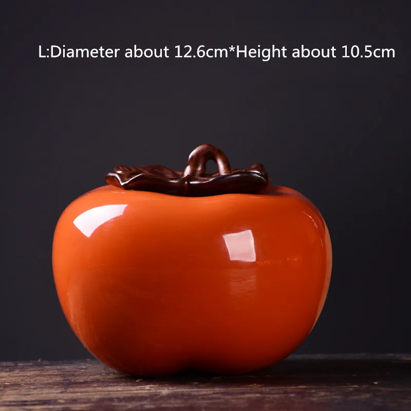A Persimmon L Маленькие керамические баночки для хранения, пряность для чая, сахара, кофе, мини-ящик для хранения с крышками, Баночки, украшение для дома, кухни, многоцветный, 8 размеров - Цвет: A Persimmon L