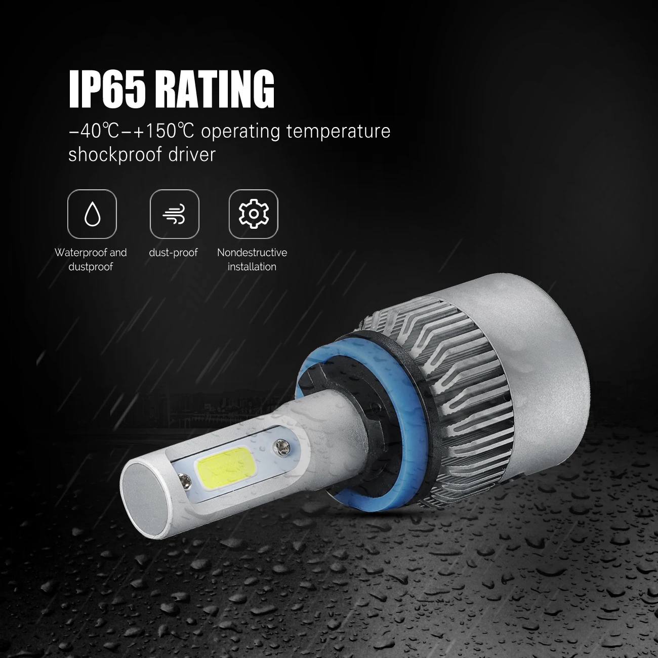 Oslamp светодиодный фары H11 однолучевой S2 T6 T5 серии 6500K Автомобильные 72 Вт COB/SMD чипы