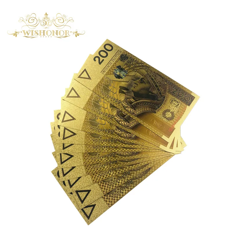 1 шт./лот 200 банкнот PLN польские золотые банкноты Pope Gold для коллекции 999 золотых