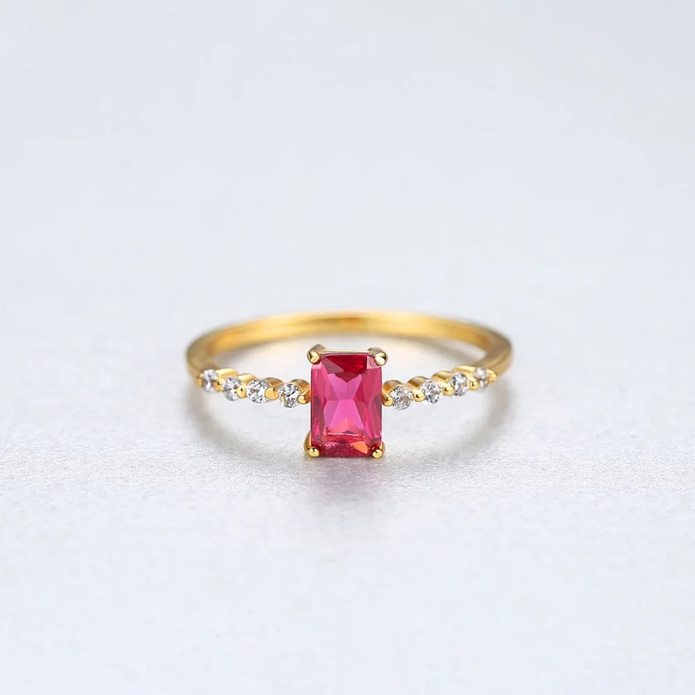 INALIS New Simple Engagement Finger Rings for Women 925 Sterling Silver Micro Paved CZ Stone Red Emerald Purple Crystal Bijoux | Украшения