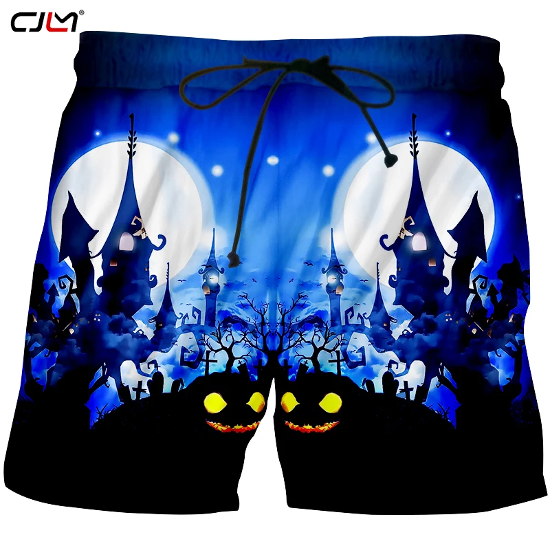 

CJLM Halloween Creative Man Spandex Shorts 3D Cat And Castle Printed Hip Hop Men's Animal Shorts Big Size 5XL