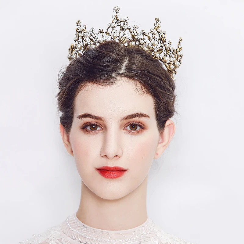 The new round full circle and Zirconia crown bride Baroque sliver/golden silver ornaments HX2229 | Украшения и аксессуары