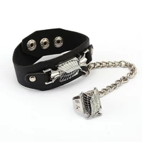 6 pcs set price attack on titan bracelet survey legion punk rock leather belt buckle bracelets for women men