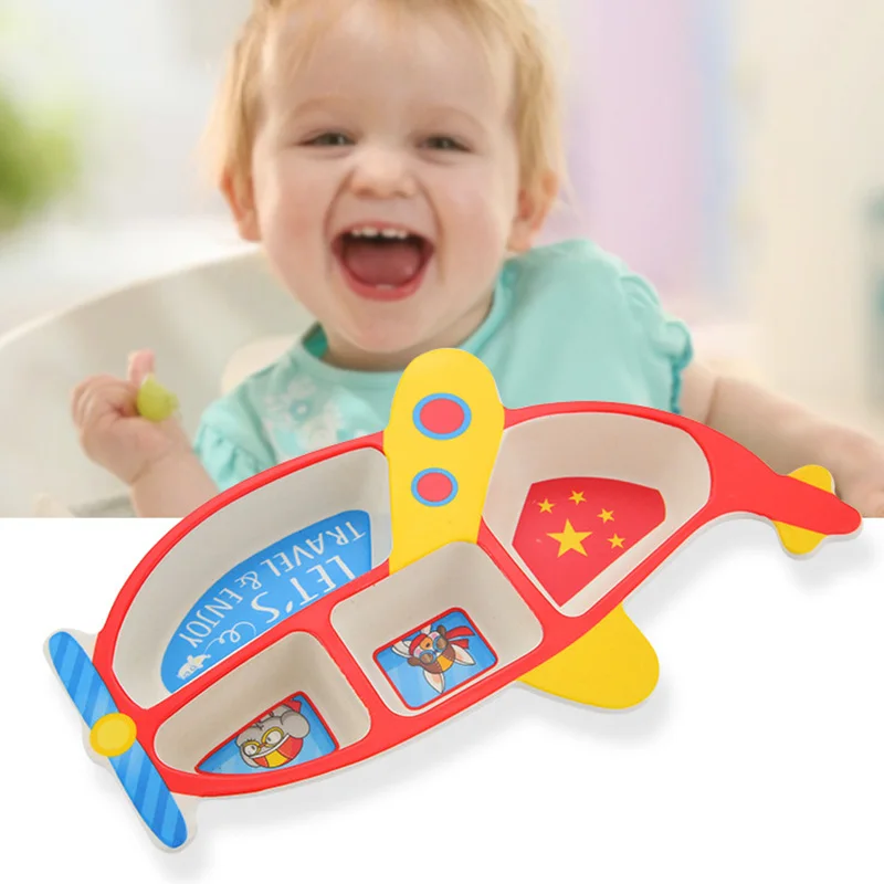 3 шт./SetTableware комплект бамбуковое волокно детская тарелка самолета Форма сетки