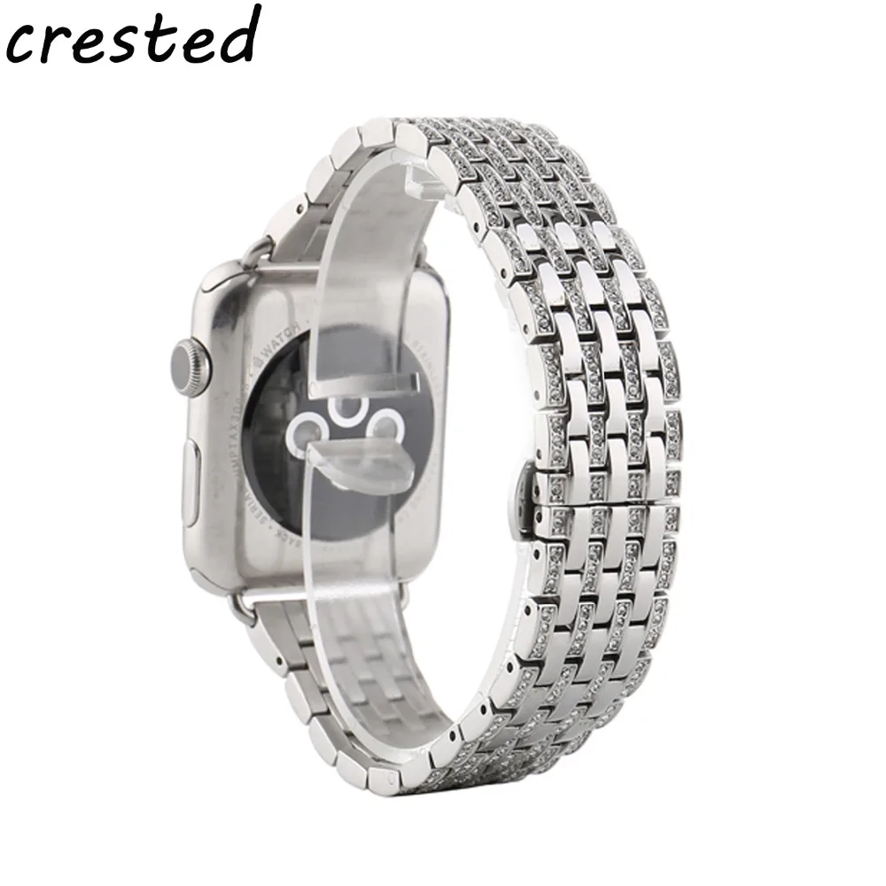 stainless steel watch band strap for apple 42mm/38 bracelet watchband butterfly diamond iwatch 1/2 | Наручные часы