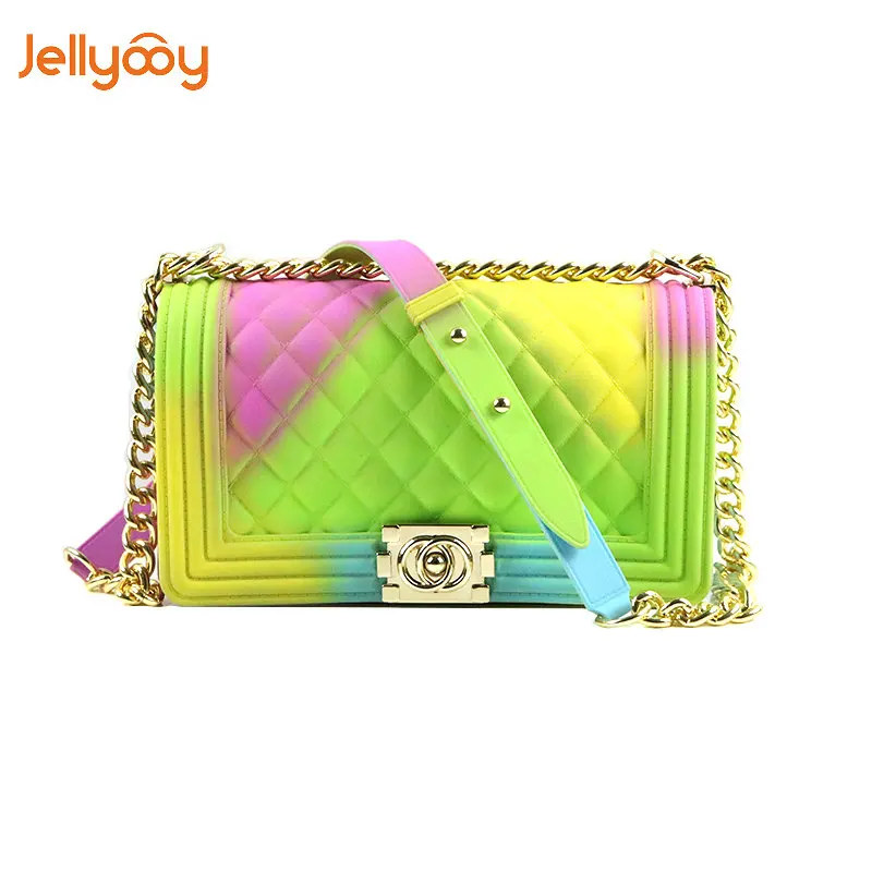 Jellyooy Beachkins новая мода девушка сумка ПВХ шик красочные матовые желе цепи сумки