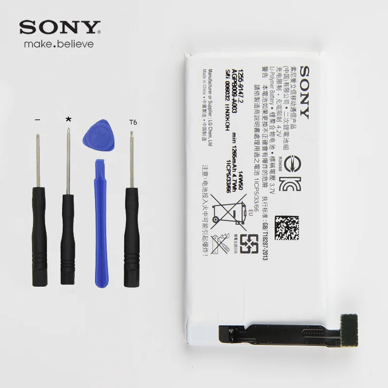 Оригинальный аккумулятор Sony 1265 мАч для Ericsson st27i ST27a Xperia advance go AGPB009 A003|battery for|original sony