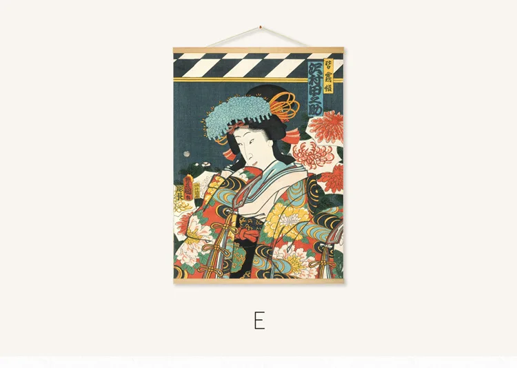 Японский стиль Ukiyoe Yamato-e подвесной прокрутки живопись Постеры-холсты и репродукции, настенное искусство настенные картины нордический домашний декор