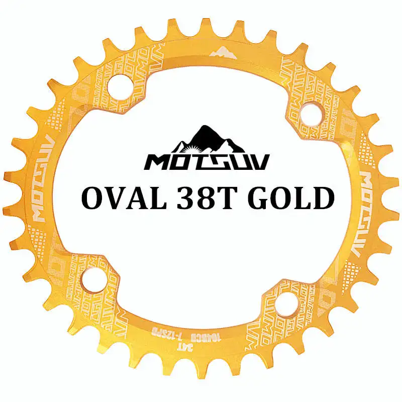 Gold Oval 38T MOTSUV овальная узкая широкая цепь MTB горный велосипед 104BCD 32T 34T 36T 38T шатун зубная пластина части 104 BCD - Цвет: Gold Oval 38T