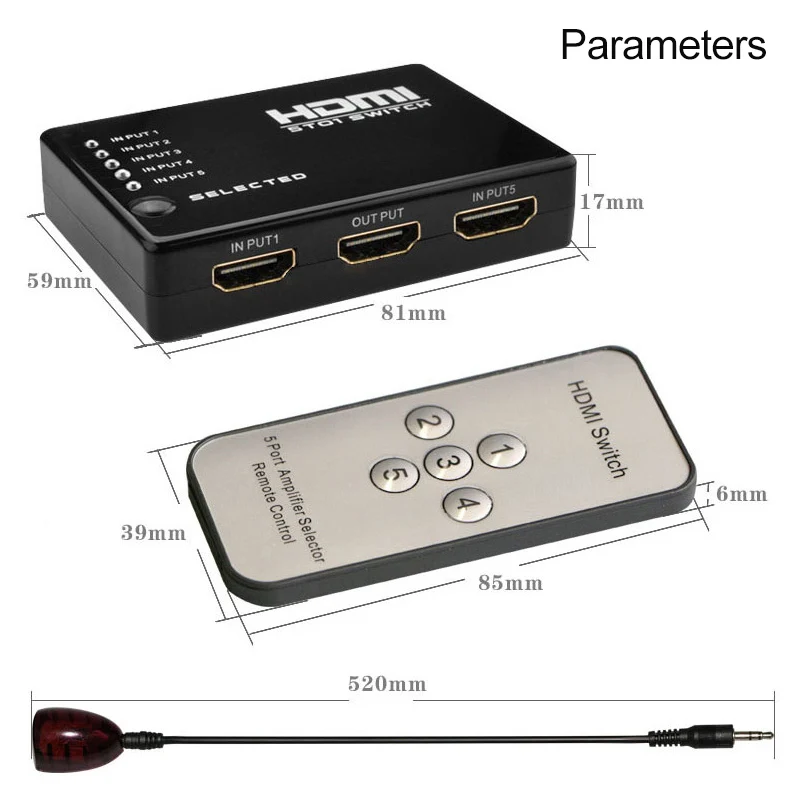 HDMI сплиттер 5 портов HDMI переключатель 1080P 5 вход 1 выход адаптер для xbox 360 PS3 PS4 HDTV HDMI селектор HDMI удлинитель