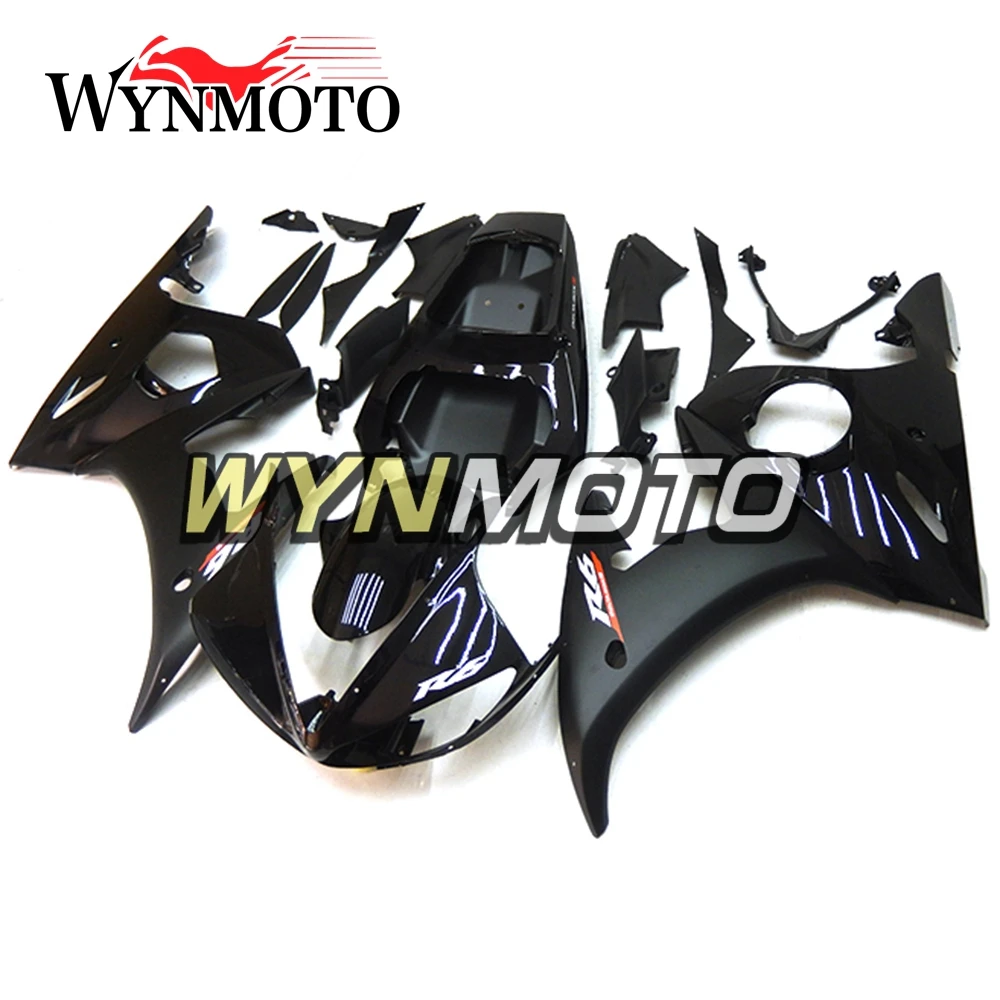 

Блестящие плоские черные Полные Пластиковые обтекатели ABS для Yamaha YZF R6 Год 2005 комплект обтекателей мотоциклов