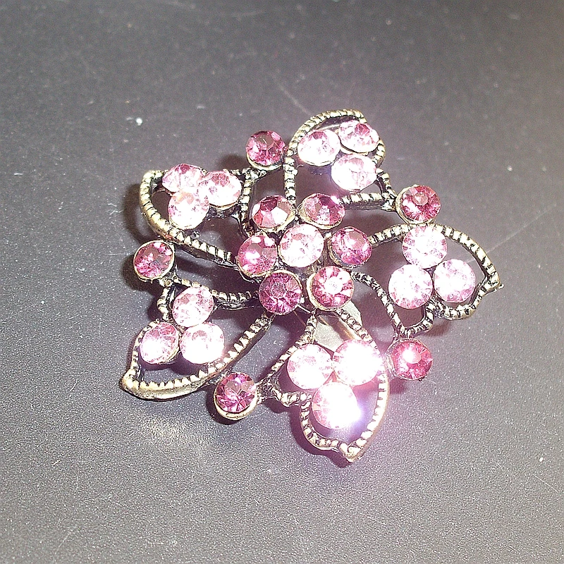 Маленькая недорогая модная элегантная фиолетовая страз бронзовая с цветком для