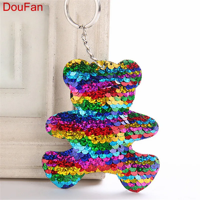 

Cute Doufan 1pc Keychain Animals Gifts Llaveros Mujer Glittering Keychains Car Bag Accessories Key Chain Party Favor Key Ring