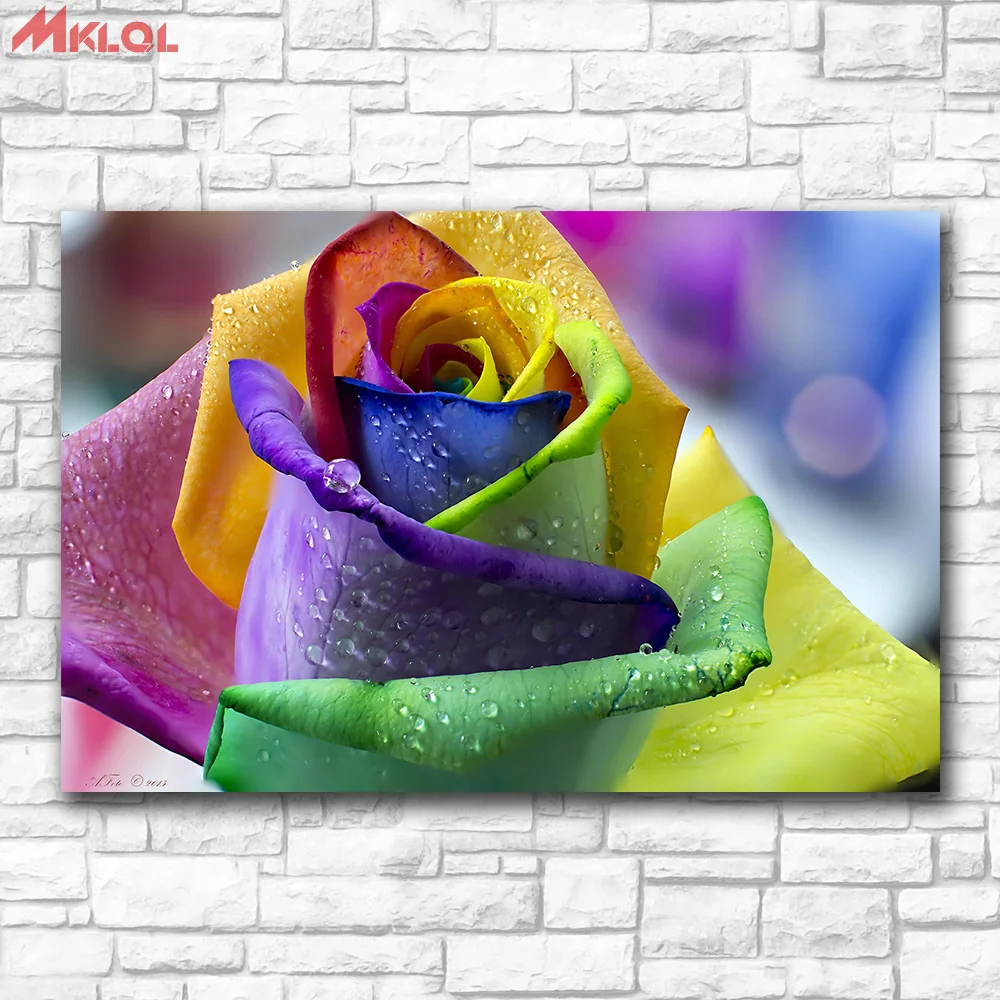 

Large Size colored Rose closeup 2 Wall Art Paiting Canvas Home Decor Wall oil Painting Print Nice wall picture for living room