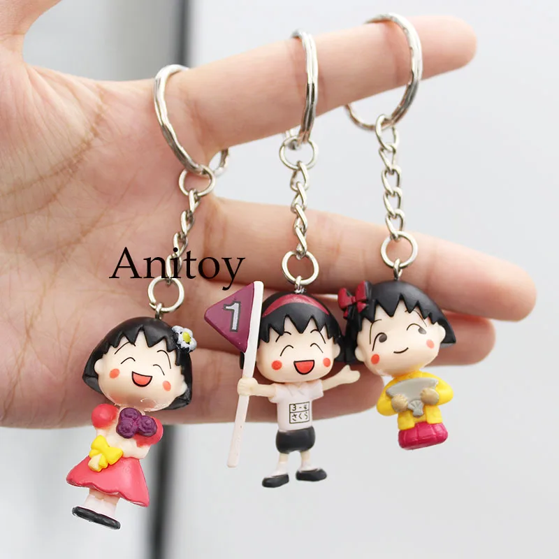6 шт./лот Аниме Мультфильм Симпатичные Чи-би Maruko Брелок Подарок ПВХ Chaveiro Брелки