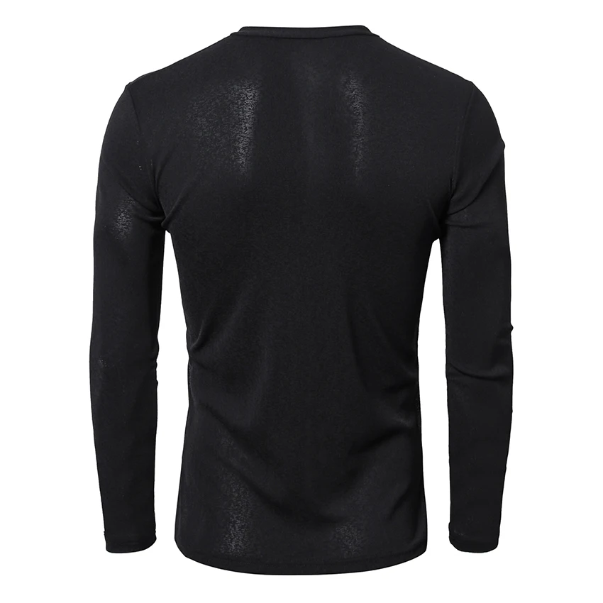 Футболка мужская облегающая с длинным рукавом и V-образным вырезом | Мужская
