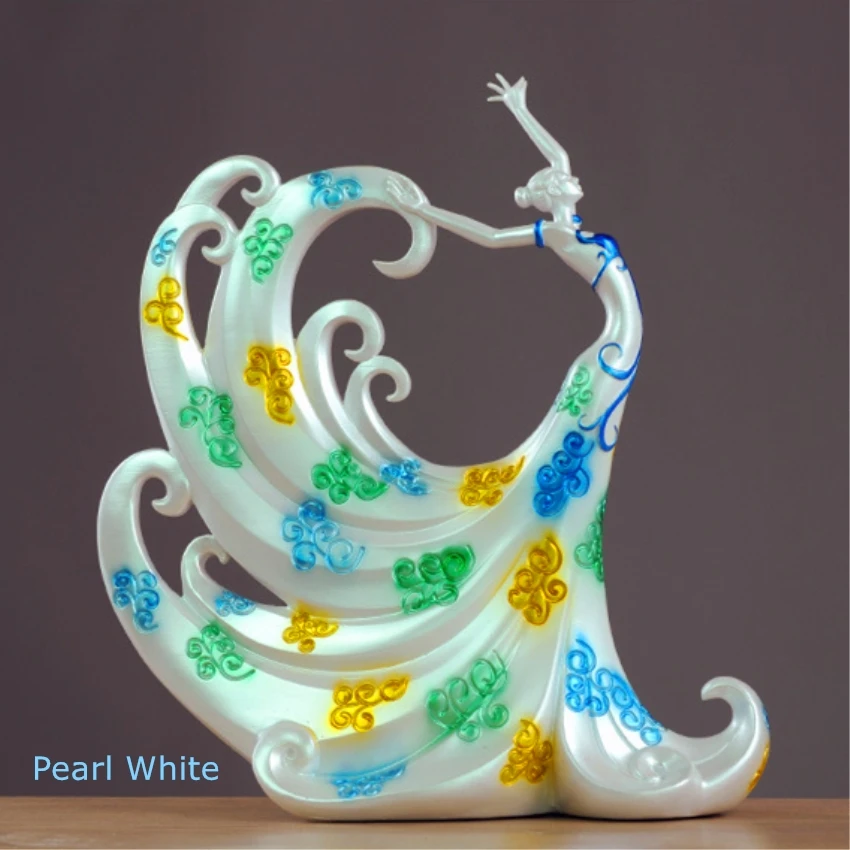 pearl white Креативная танцовщица павлина Домашняя Декоративная скульптура резиновые европейские изделия украшение гостиной бизнес подарки офисное украшение - Цвет: pearl white