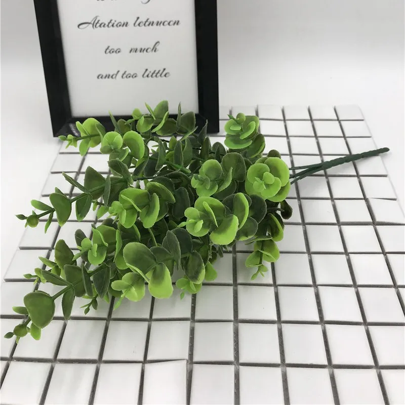 green 45 см Искусственный Серебряный доллар, лист эвкалипта, спрей, листья Мороза для свадьбы, праздника, вечеринки, украшение в зелени - Цвет: green