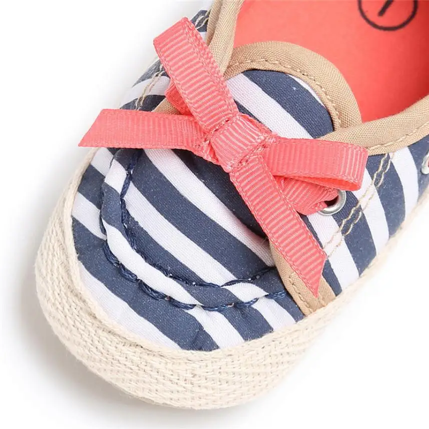Летняя детская обувь в полоску для малышей без шнуровки Милые детей удобная