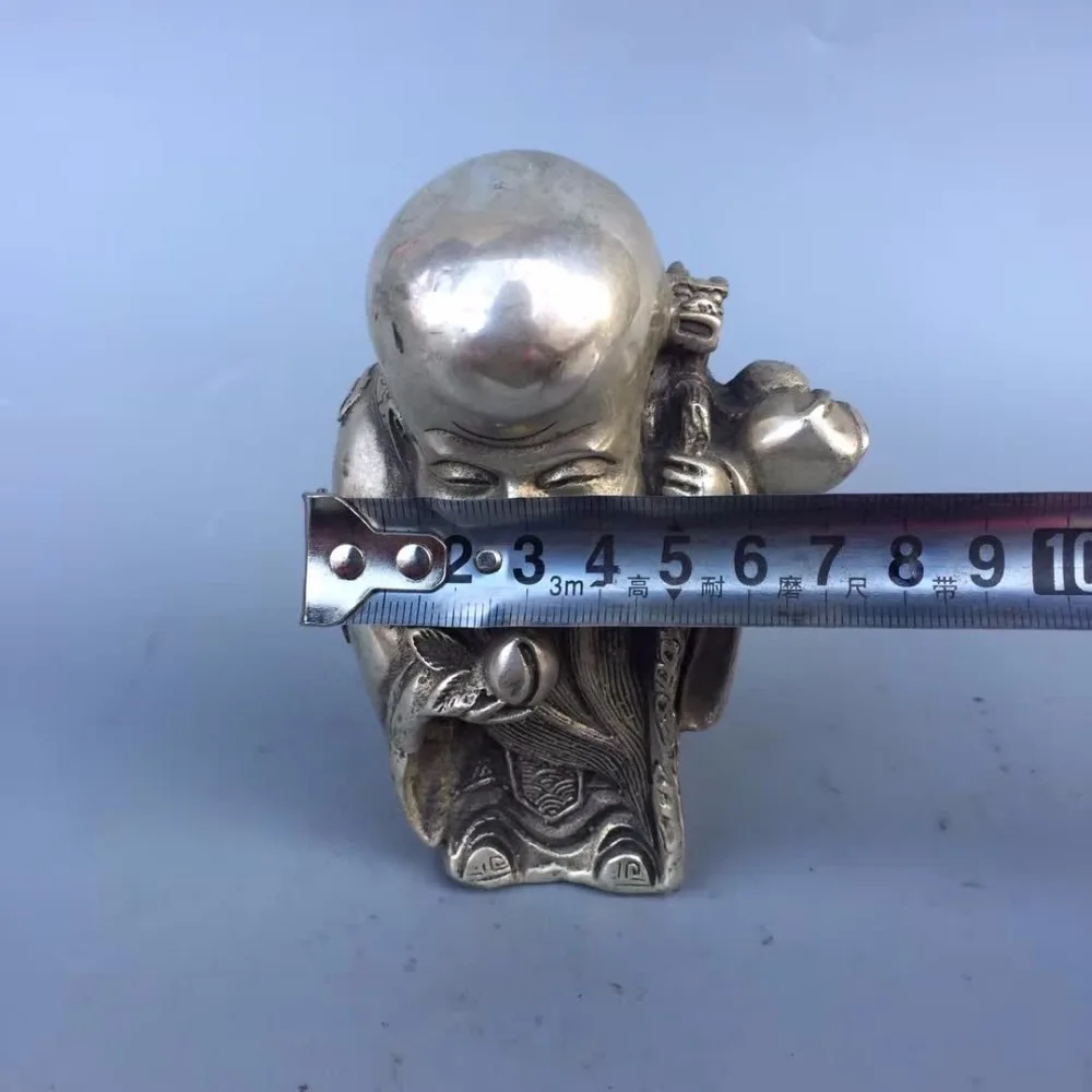 Collection tibet silver handmade longevity god statue Home/office desk decoration Lucky old man sculpture best gift for elder | Дом и сад