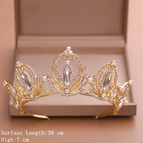 Gold Color Хрустальные Свадебные короны для невесты, корона для волос, тиара, золотые свадебные аксессуары для волос, Хрустальная свадебная тиара для женщин, свадебные украшения для волос - Окраска металла: Gold Color