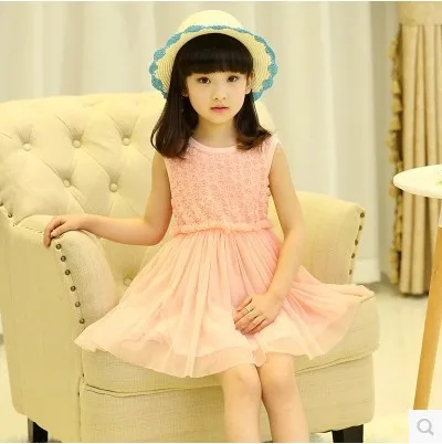 2016 Горячей Продажи Новорожденных Девочек Летом Твердого Завеса Платье Девочка