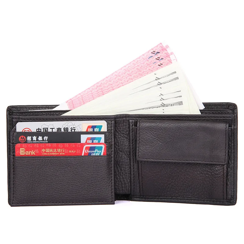 

New Business Men's Wallets 100% Cow Real Genuine Leather Short Wallet High Quality Male Cash Purses Clutch Boy Casual Wallets