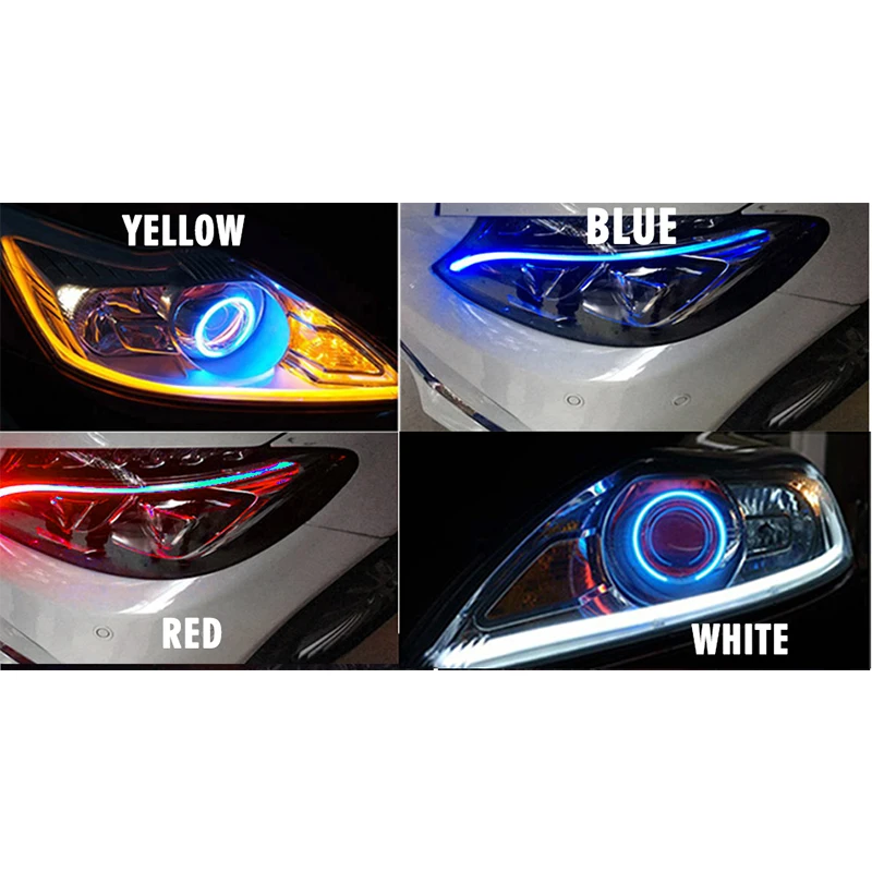 2 шт. Гибкая DRL мягкая Трубная направляющая Опора Угловые глаза Светодиодная