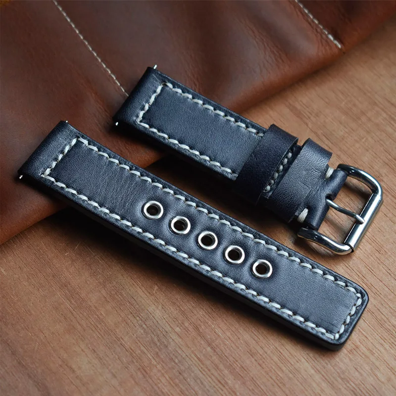 Onthelevel New Watch Strap 18mm 20mm 22mm 24mm High Quality Genuine Leather Watchband Red Black Blue Wrist Belt Bracelet #D