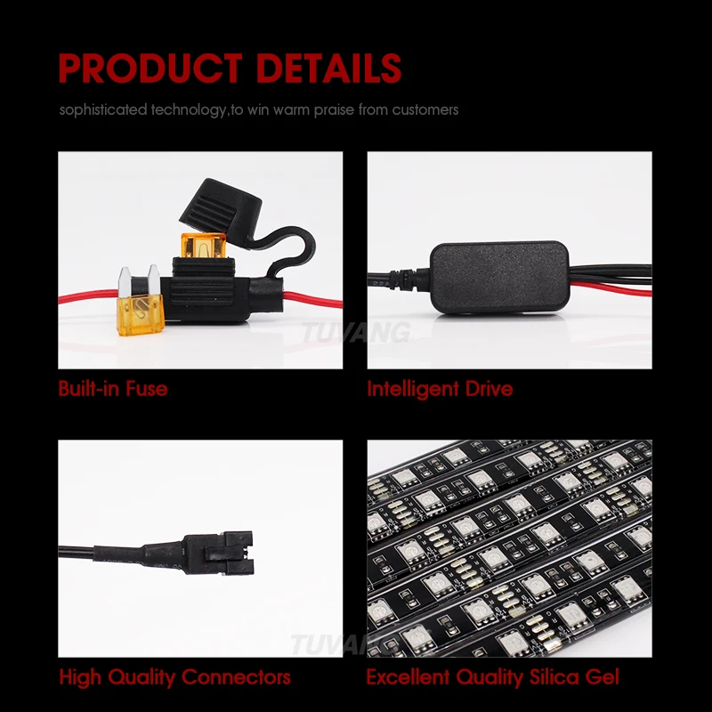 12 шт. разноцветные светодиодные ленты RGB для мотоциклетного нижнего