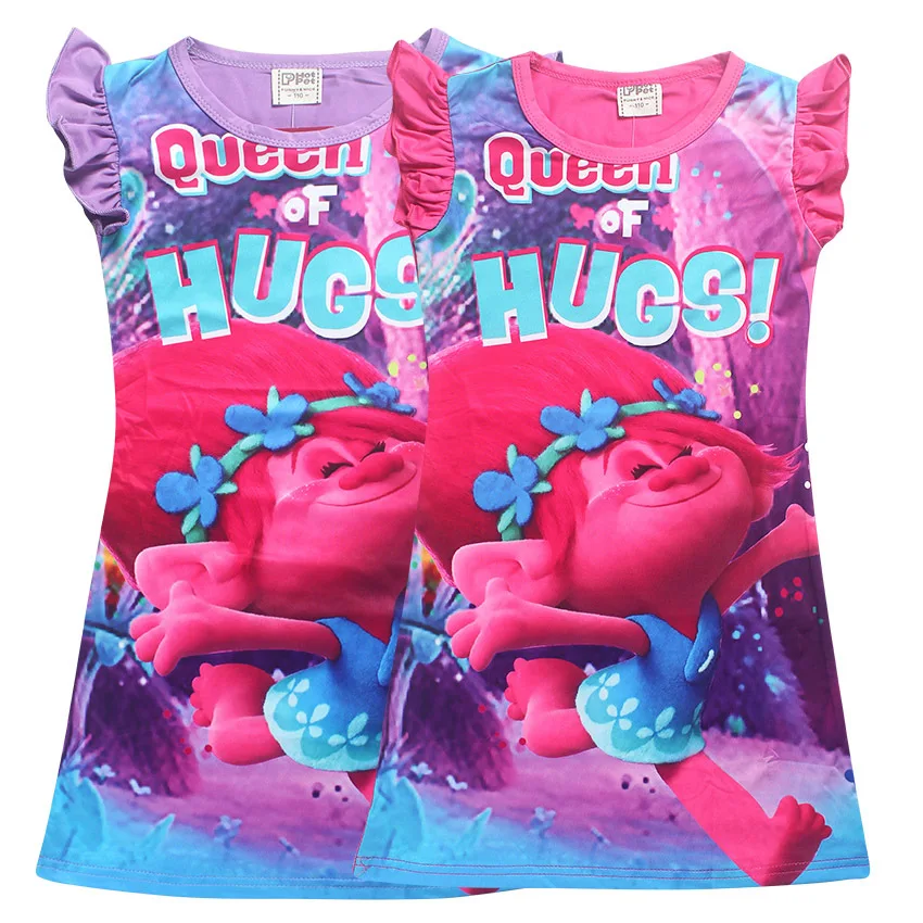 2018 Children's Clothes Baby Girls Dress Beauty and beast Kids Cute Cartoon Trolls Princess Dresses Pajamas Home 4-10Y | Детская