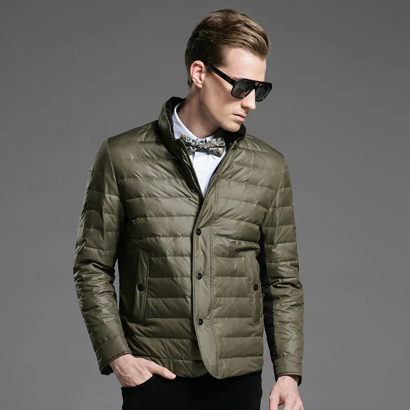 Мужская Толстая куртка на утином пуху теплый белый пуховик ультратонкая одежда с
