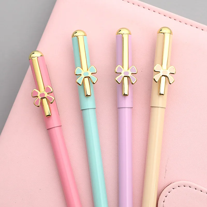 

Metallic gel pen cute bow Water pen black 0.5mm office pen student stationery