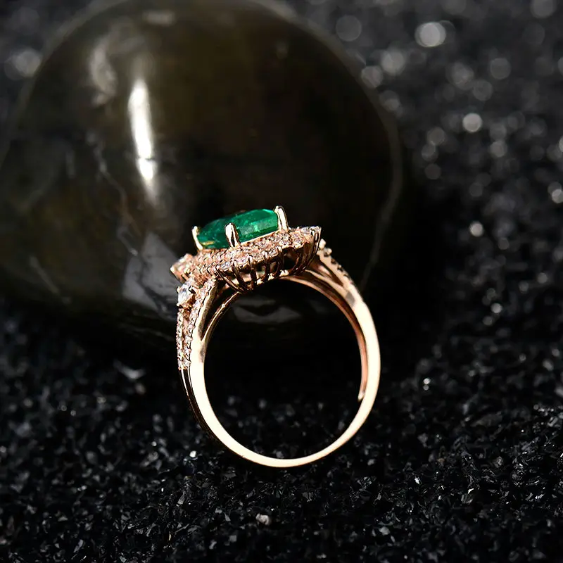 Обручальные кольца LANMI из розового золота 14 к с натуральным изумрудом|ring design|gold