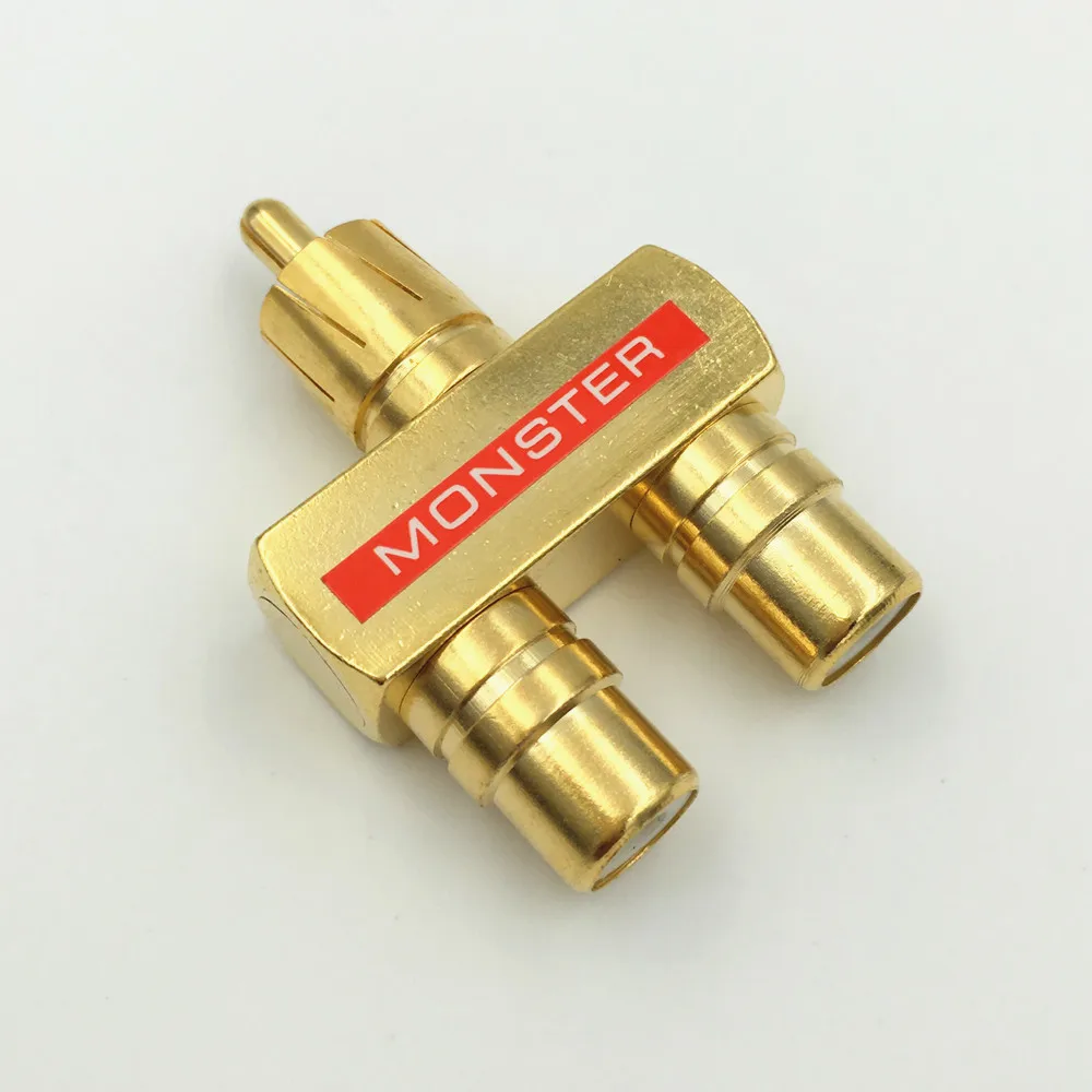4 шт. медный RCA аудио Y сплиттер переходник 1 штекер на 2 гнездо Позолоченный разъем